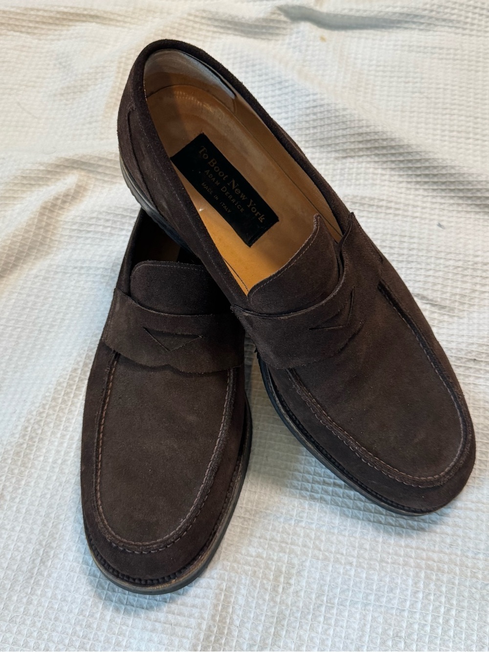 To Boot Dark Brown Suede Penny Loafers